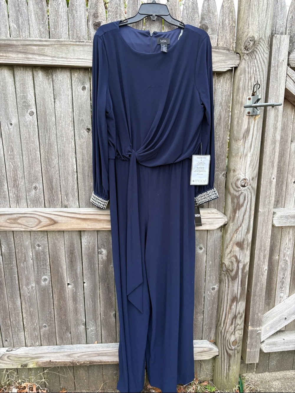 MSK XL navy romper with beaded wrists. NWT!!